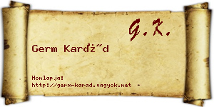 Germ Karád névjegykártya